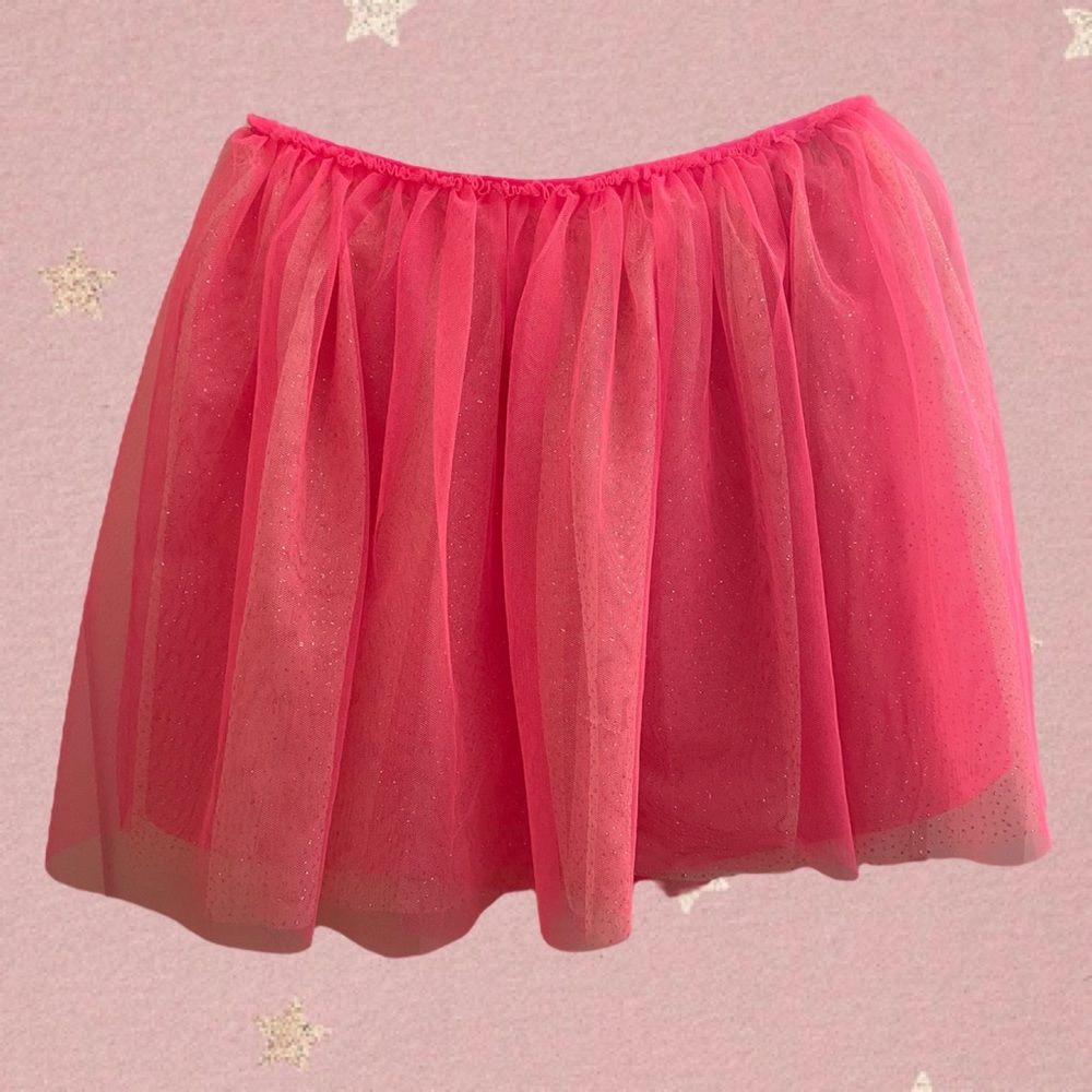 CAT & JACK GIRLS TULLE HOT PINK / GOLD GLITTER SKIRT L 10/12